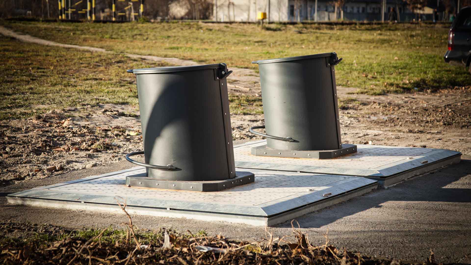 Podzemni kontejneri Eco 3 sa aluminijumskom platformom nakon ugradnje